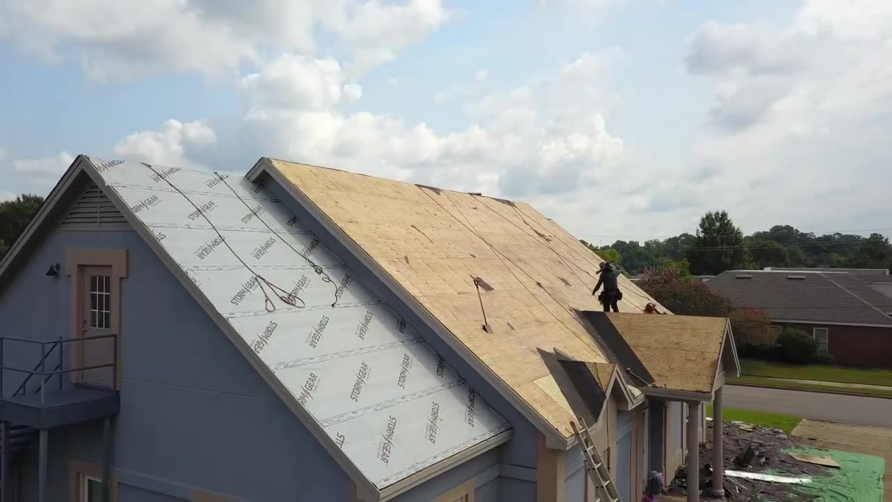 Synthetic underlayment on a steep gable